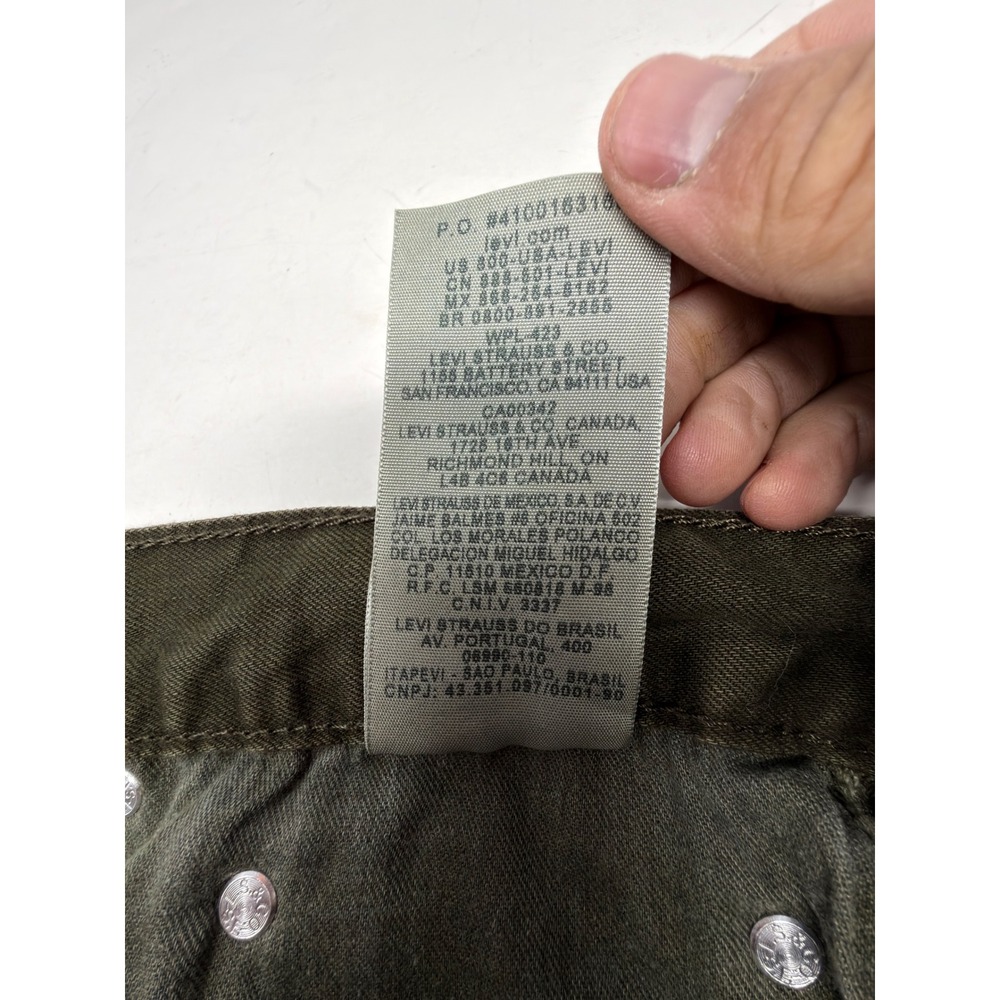 Levi's 514 Straight Jeans Mens 34x32 Olive Green 100% Cotton Pants 04514-0249 - Picture 5 of 6